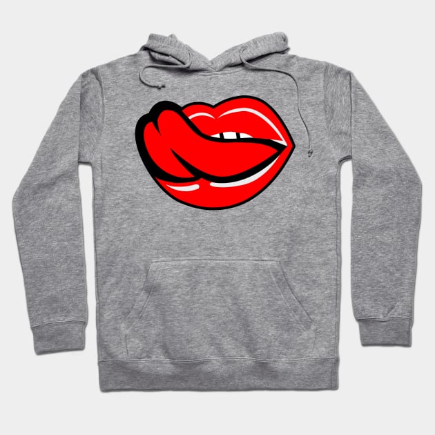 Red Lips And Tongue Hoodie by babydollchic